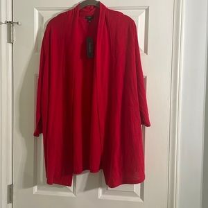 NWT 2X Talbots Red Open Front Cardigan